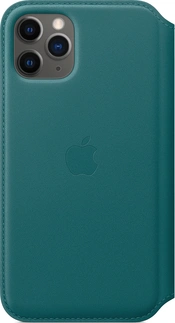 Apple Leather Folio Casing untuk iPhone 11 Pro Peacock Blue