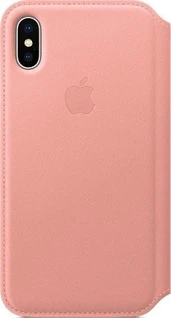 Apple Leather Folio Casing untuk iPhone X zartrosa