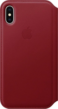 Apple Leather Folio Casing untuk iPhone X Red