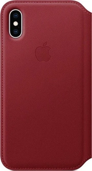 Apple Leather Folio Casing untuk iPhone XS Red