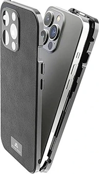 Black Rock 360° Glass Casing Premium Leather untuk Apple iPhone 14 Pro Black