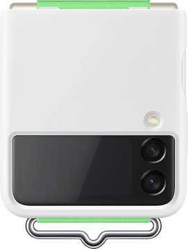 Samsung Silicone Casing with Strap untuk Galaxy Z Flip 3 White