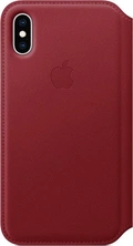 Apple Leather Folio Casing untuk iPhone XS Red