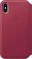 Apple Leather Folio Casing untuk iPhone X Berry Red